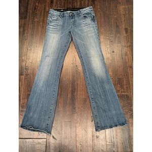 Vintage Rerock Express Jeans Women 8L 32x33 Blue Bootcut Embellished Pockets Y2K